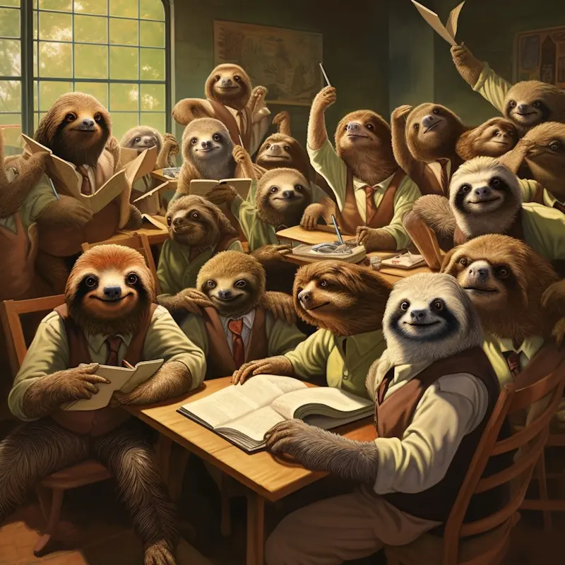 Student Sloths in Classroom